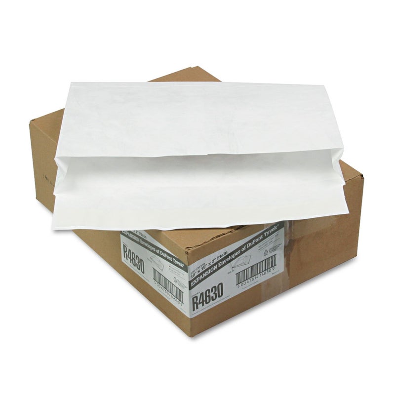 Quality Park Tyvek Open Side Expansion Envelopes, 10 x 15, White, 100 per Carton (R4630)